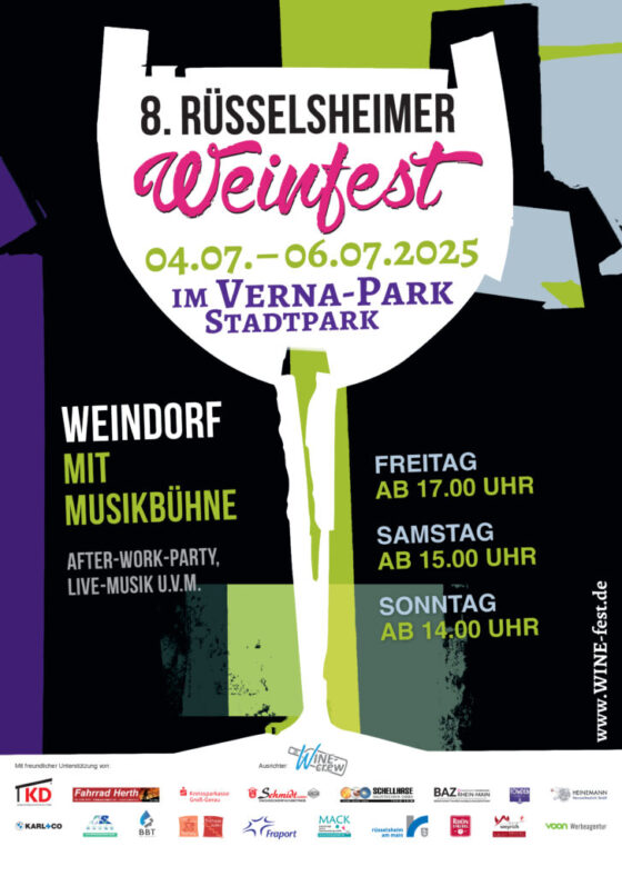 Plakat WINE-fest 2025 Plakat 8. Rüsselsheimer Weinfest / WINE-fest 04. - 06.07.2025